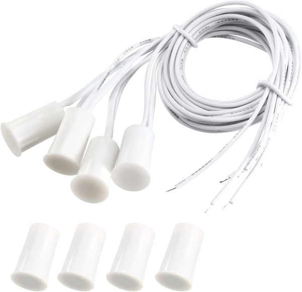 uxcell 4pcs N.O. Recessed Wired Security Window Door Contact Sensor Alarm Magnetic Reed Switch White RC-33