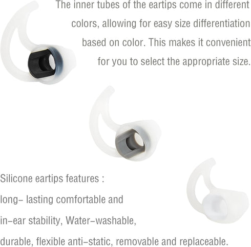 Silicone Earbud Replacement Tips, Covers Compatible with Bose SoundSport, Freestyle IE2 IE3 Headphone, 3 Pairs S M L
