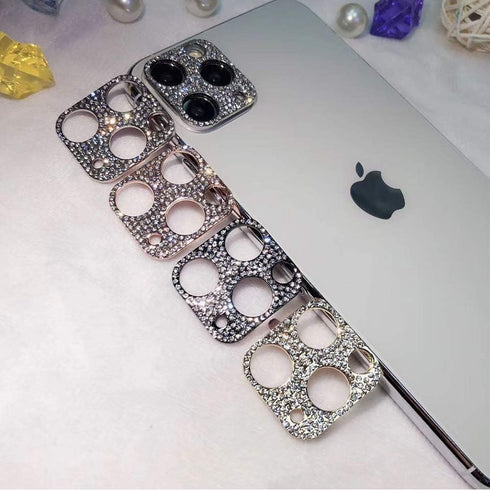 2 Pack Gold Camera Lens Cover Compatible with iPhone 12 Pro Max, 3D Glitter Bling Diamond Sticker Protector