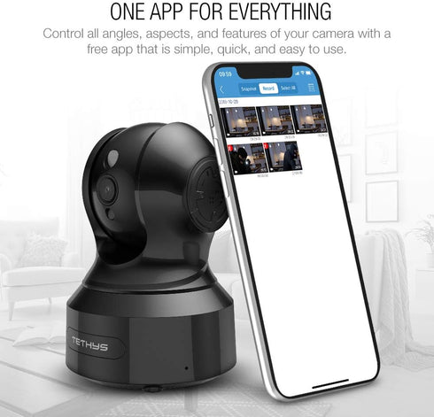 TETHYS Wireless Security Camera 1080P Indoor, Pan/Tilt WiFi Smart IP Camera with Night Vision and Motion Detection