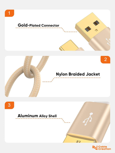 CableCreation USB A to USB C Cable 6 inch, Durable Fast Charging 3A 480Mbps Data Short USB to C Cable for Power Bank