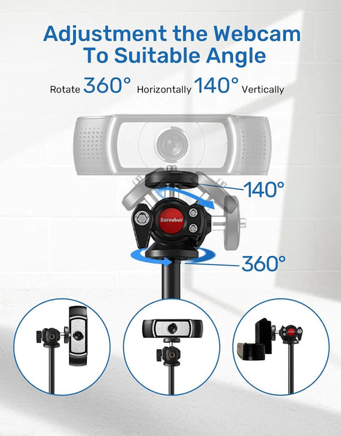 Borenbuir 4K C922 C930e C920S C920 C960 C920x 1/4" Webcam Stand for Desk, Height Adjustable, Desktop Webcam Tripod