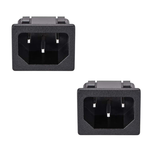 uxcell C14 Panel Mount Plug Adapter, AC 250V 10A 3 Pins IEC Inlet Plug Power Connector Socket Pack of 2