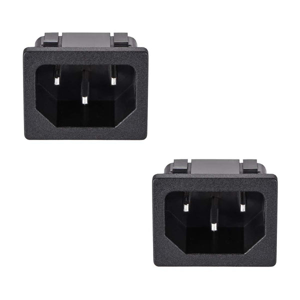 uxcell C14 Panel Mount Plug Adapter, AC 250V 10A 3 Pins IEC Inlet Plug Power Connector Socket Pack of 2