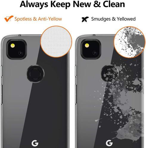 SNOSHO Slim Thin Soft Skin Silicone Case for Google Pixel 4a, Anti-Scratch Shockproof Cover, Crystal Clear