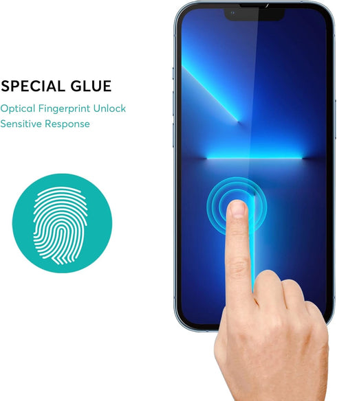 iPhone 14 Screen Protector Tempered Glass (3 Pack) with Easy Installation Frame.