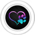 Purple Cyan Dog Paw Print Heart Grip on Black Background, PopSockets MagSafe PopGrip for iPhone