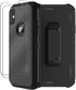 iPhone X/Xs Case with Belt Clip Holster, 2X Screen Protector, Military Grade Shockproof Heavy Duty Rugged Cover (Black)