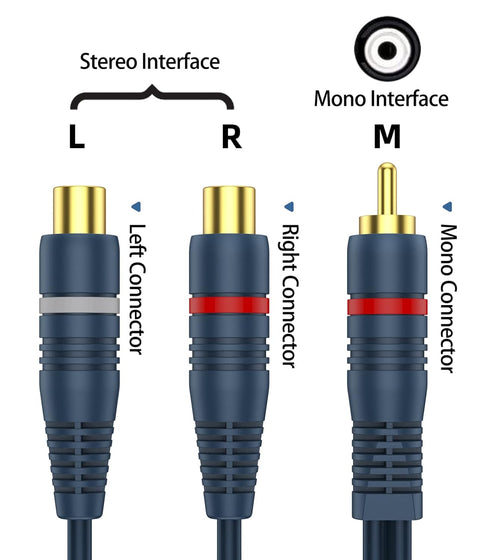 1 2 2 Pack, 0.2m/8inch RCA Splitter Male Female RCA Y Splitter Cable Audio Video Adapter Extension Cord for Subwoofer