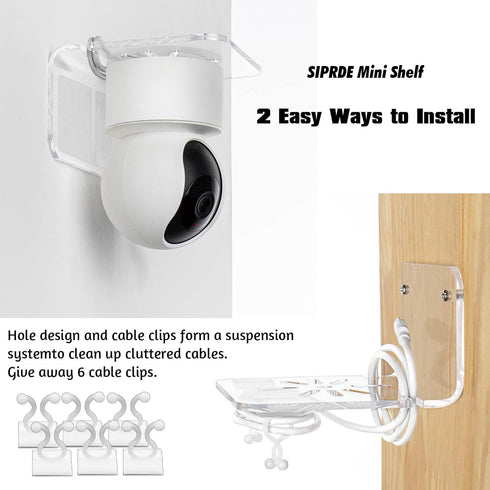 SIPRDE Acrylic Small Wall Shelf Set of 3 for Security Cameras, Baby Monitors, Easy to Install No Drill, Clear