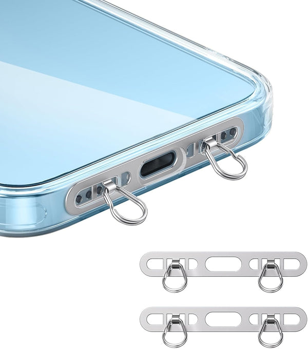 2 Pack Metal Phone Tether Tabs for iPhone - Stainless Steel Phone