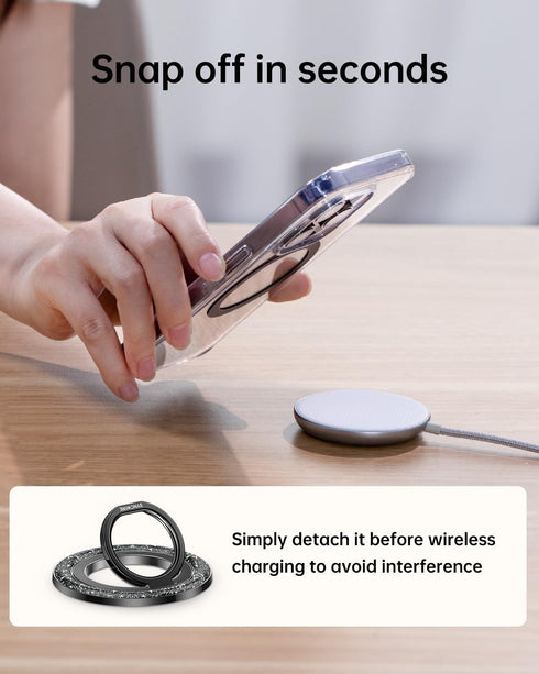 SYNCWIRE 360 17 16 15 14 13 12 Magnetic Phone Ring Holder for MagSafe - Glitter Phone Grip Stand with Rotation Finger