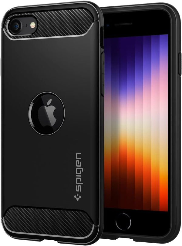 Spigen Rugged Armor Case for iPhone SE 2020, Matte Black (ACS00944)