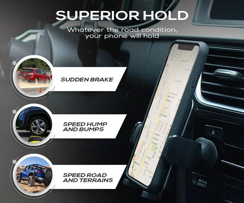Simpl Grip Dash Mount Phone Holder for Car, One Touch Dashboard Car Phone Holder, Black
