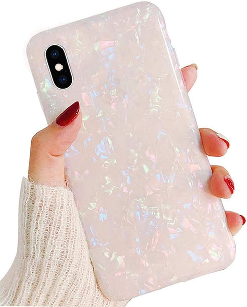 J.west iPhone Xs Max Case, Luxury Opal Sparkle Bling Design, Crystal Clear Soft TPU Silicone Cover for Girls