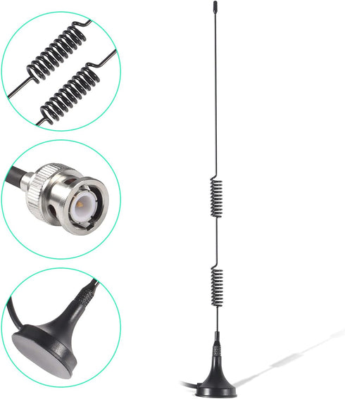 DORHEA 20-1300MHz Police Scanner Antenna HF VHF UHF Two Way Ham Radio Scanner BNC Male Antenna Base Antenna Compatible