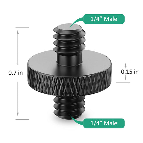 Camera Mount Screw 1/4 Male to 1/4 Male Threaded Tripod Screw Adapter for Camera Cage Camera Shoulder Mount DSLR Mic Stand 6 Pcs (Black)