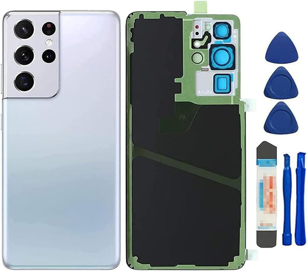 Galaxy S21 Ultra Back Glass Replacement for Samsung G998U, Housing Door Cover with Camera Glass Lens and Repair Tools