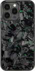 molzar Grip Series Case for iPhone 15 Pro Max with Real Forged Carbon Fiber, Glossy Black/Green