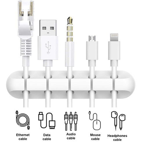 White Cable Clips, Cord Organizer for Cable Management, USB Cable Holder, 2 Packs Cable Straps for Desk Home (5, 3