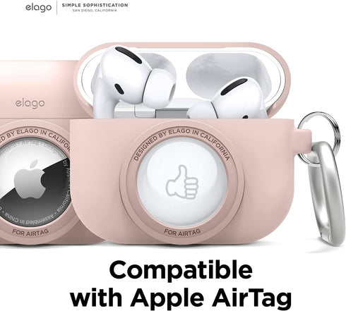 elago Snapshot Cover for Apple AirPods Pro, Cute Classic Camera Design, Sand Pink, Key Ring Included