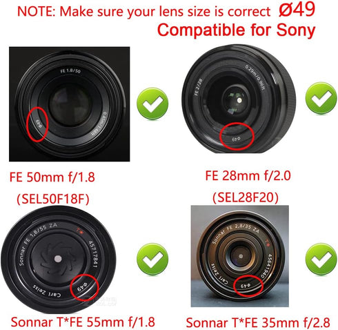 49mm Lens Cover Cap for Canon M50 M100 M6 with EF-M 15-45mm IS STM Lens, Sony RX1R with SEL 18-55mm (2 Packs)