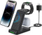 3 in 1 Wireless Charger for iPhone 15/14/13/12/11/X, Apple Watch, AirPods Charging Dock with QC3.0 Adapter - Black