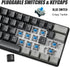 abucow 60% 61 Mechanical Gaming Keyboard Blue Switch Wired Compact Keyboard Anti-Ghosting No-Conflict Swappable keycaps