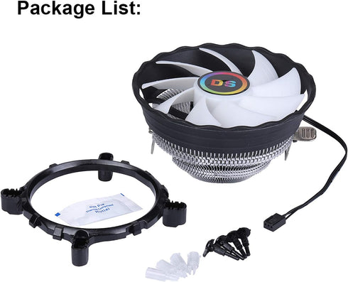1500RPM CPU Fan, 120MM Aluminum Extruded Cooling Fan for Computer CPU Cooling, Intel LGA 1155 1151 775 1366 (Fixed RGB)