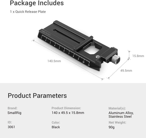 SMALLRIG Quick Release Plate Adapter for Arca-Swiss for DJI RS 4 / RS 4 Pro / RS 2 / RSC 2 / RS 3 / RS 3 Pro & Ronin-S