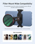 TELESIN 67mm 1/4" 16 15 S24 Universal Phone Filter Mount for DSLR Filters, Clip-On Holder with Cold Shoe & Thread