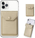 Card Holder for Back of Phone, Adhesive Leather Wallet Stick On Credit Card Holder for Men Women - Gold