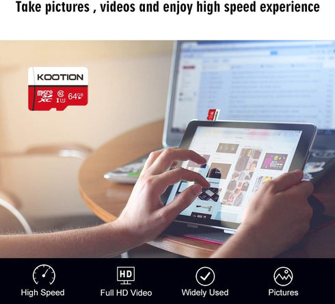 KOOTION 64GB Micro SD Card, 2 Pack, Micro SDXC Memory U1 Class 10 High Speed TF Flash Card