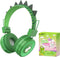 QearFun Dino Headphones for Kids, Bluetooth Headphones with Microphone & 3.5mm Jack, Adjustable Headband for