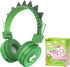 QearFun Dino Headphones for Kids, Bluetooth Headphones with Microphone & 3.5mm Jack, Adjustable Headband for