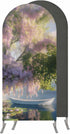 Jnbasdffb 7.2 Forest Flowers Wedding Arch Cover,Stretchy Spandex Arch Backdrop Stand Covers FT,Pink Green Oil Painting