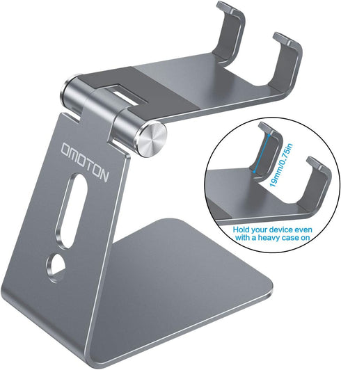 OMOTON C2 15 14 13 8 7 6, Adjustable Cell Phone Stand, Aluminum Desktop Phone Holder Dock Compatible with iPhone Xs XR