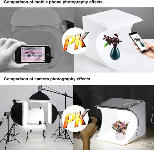 DEPTHLAN 10" 2 -40pcs 6 (10 inch Photo Light Box Portable Folding Photography Light Tent kit with Light Bar LED Light