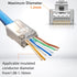 Shielded RJ45 Cat6 Cat 6A Connectors - Gold Plated Pass Through Connector 3 Prong 8P8C Modular Plugs for Ethernet Cable