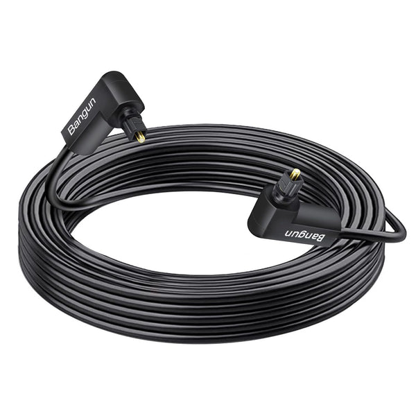 Double 90 Degree Optical Audio Cable 24ft, Optical Sound Cable, Slim Digital