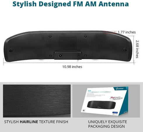 ANTOP 50 4G Radio Antenna, Indoor Amplified AM FM Antenna Miles Multi-Directional Reception for Stereo Radio Audio