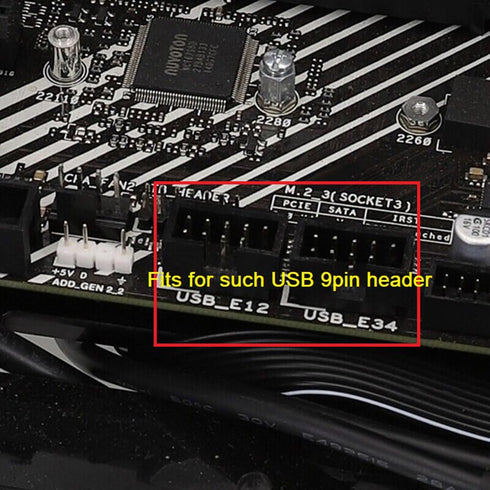 Motherboard USB 9Pin Header Cable, 9pin USB2.0 to Dual 9pin Extension Cable, Black