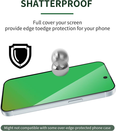 iPhone 15 Privacy Screen Protector 2 Pack - 6.1" Tempered Glass, Gradient Green, Anti-Spy, Anti-Blue Light, Bubble-Free.
