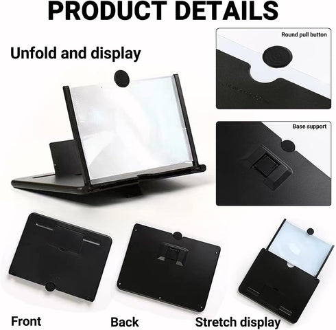 2026 3D 12inch) Screen Mobile Phone Magnifier, New HD Screen Expander, Portable Enlarger Movies Gaming Video,Foldable