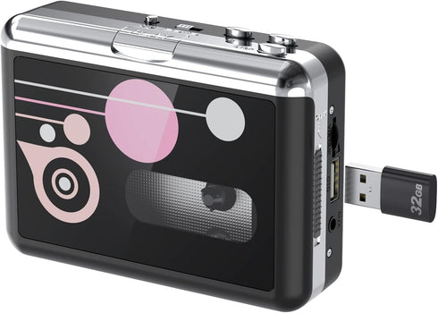 Portable Cassette Player, USB Cassette to MP3 Converter, Cassette Audio Music to