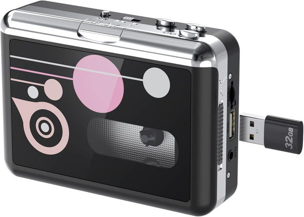 Portable Cassette Player, USB Cassette to MP3 Converter, Cassette Audio Music to