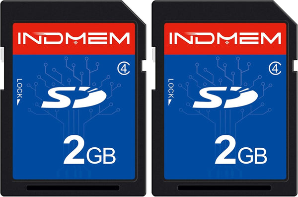 INDMEM 2 Pack SD Card, 2GB Class 4 Flash Memory Card, 2G SLC Standard Secure Digital Cards