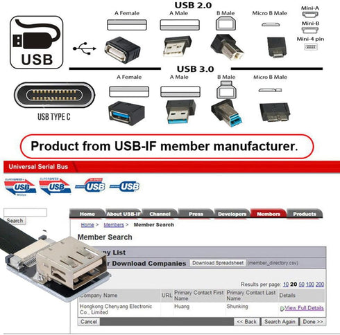 cablecc Down Angled USB 2.0 Type-A Male to Female Extension Data Flat Slim FPC Cable for FPV, Disk, Scanner & Printer