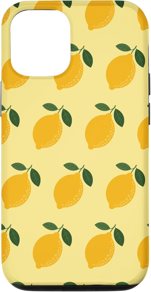 Hand Drawn Digital Art Cute Summer Lemon Fruit Pattern Citrus Case for iPhone 12/12 Pro