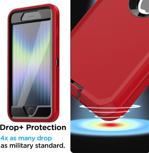 AICase iPhone SE 3rd & 2nd Gen Case with Built-in Screen Protector, Heavy Duty Shockproof 3-Layer Rugged Cover,